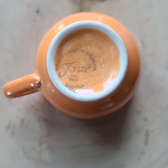 Fiesta Fiestaware Coffee Tea Cup & Saucer Homer Laughlin Co USA Orange Tangerine - Picture 5 of 5